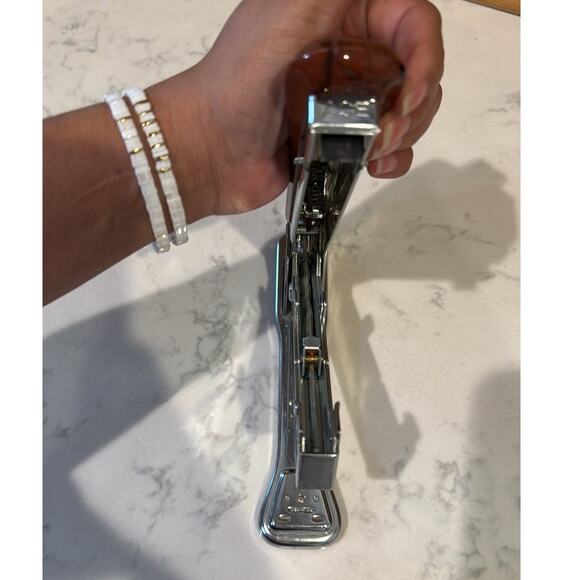 Vintage Ace Liner Stapler 502 Desk Wood Grain Brown Bakelite Retro Mid Century - Picture 7 of 10